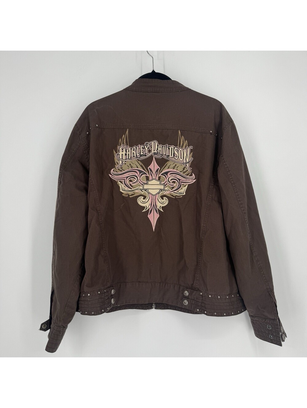 Harley Davidson jacket womens 3x brown y2k moto 2000s biker studded grunge rock
